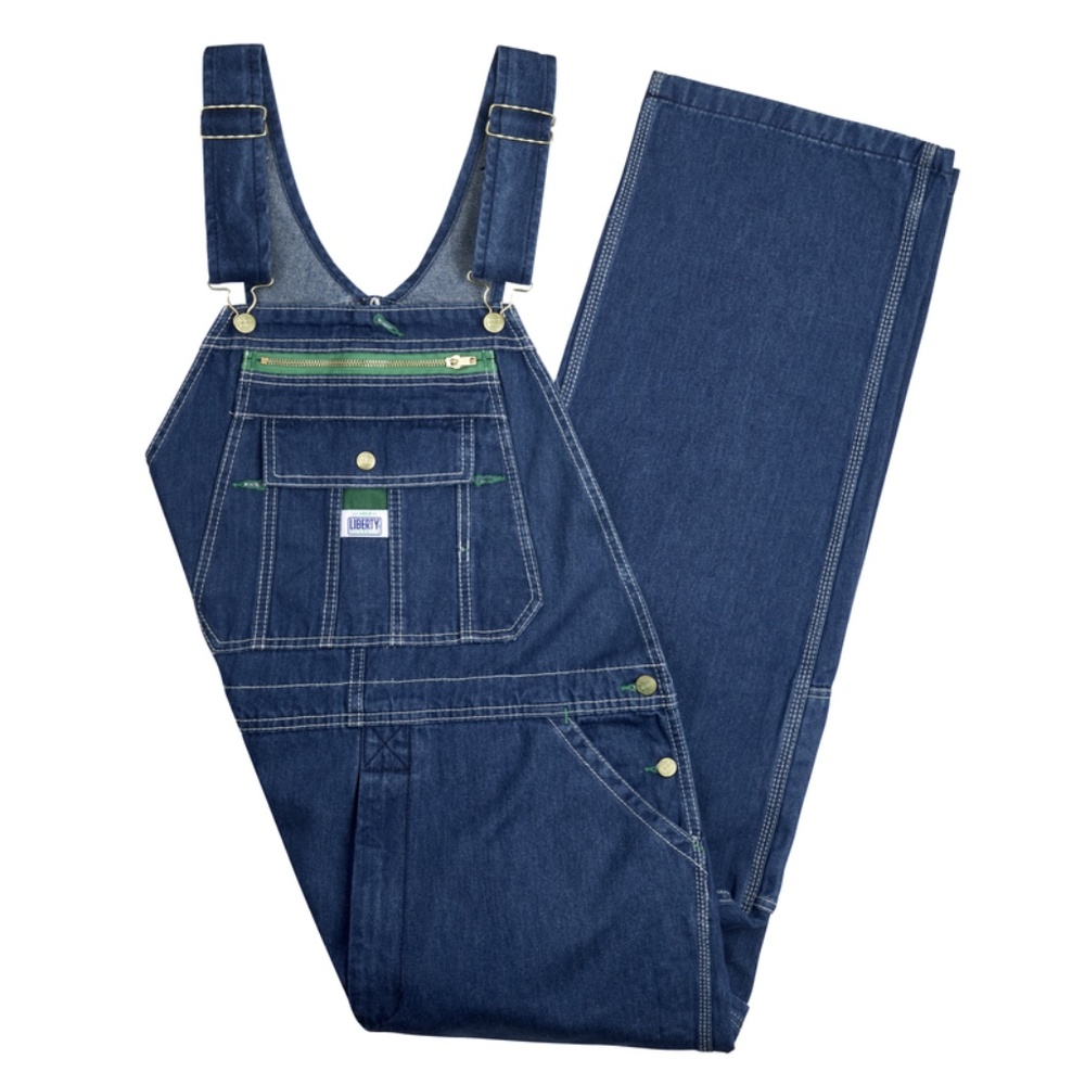 liberty Dark Blue Denim Overalls with Green Trim